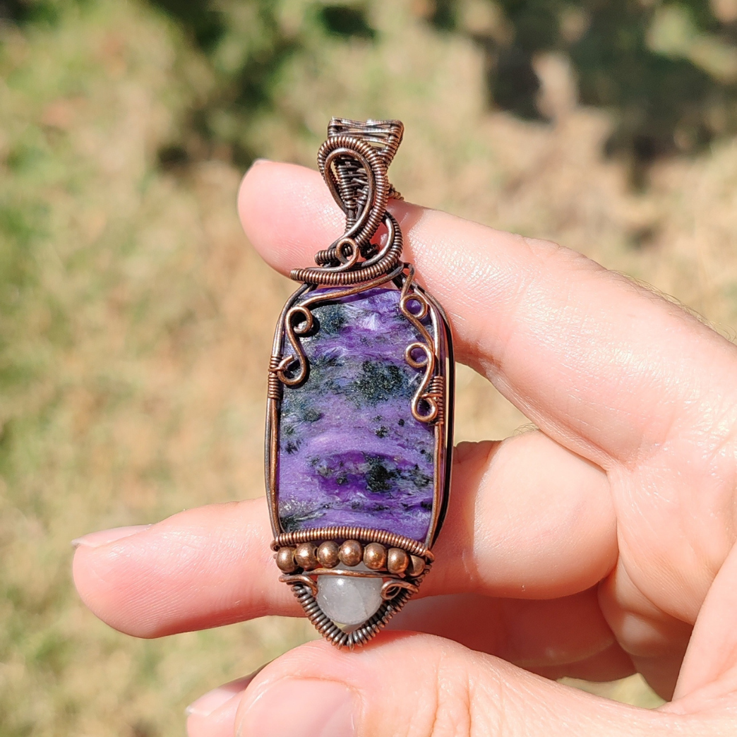 ÇEROİT & AY TAŞI BAKIR SARMA KOLYE