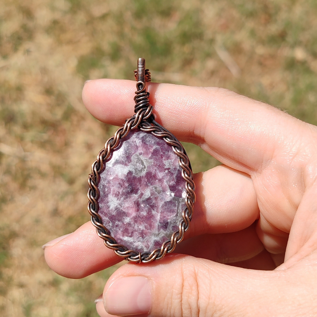 LEPİDOLİT BAKIR SARMA KOLYE