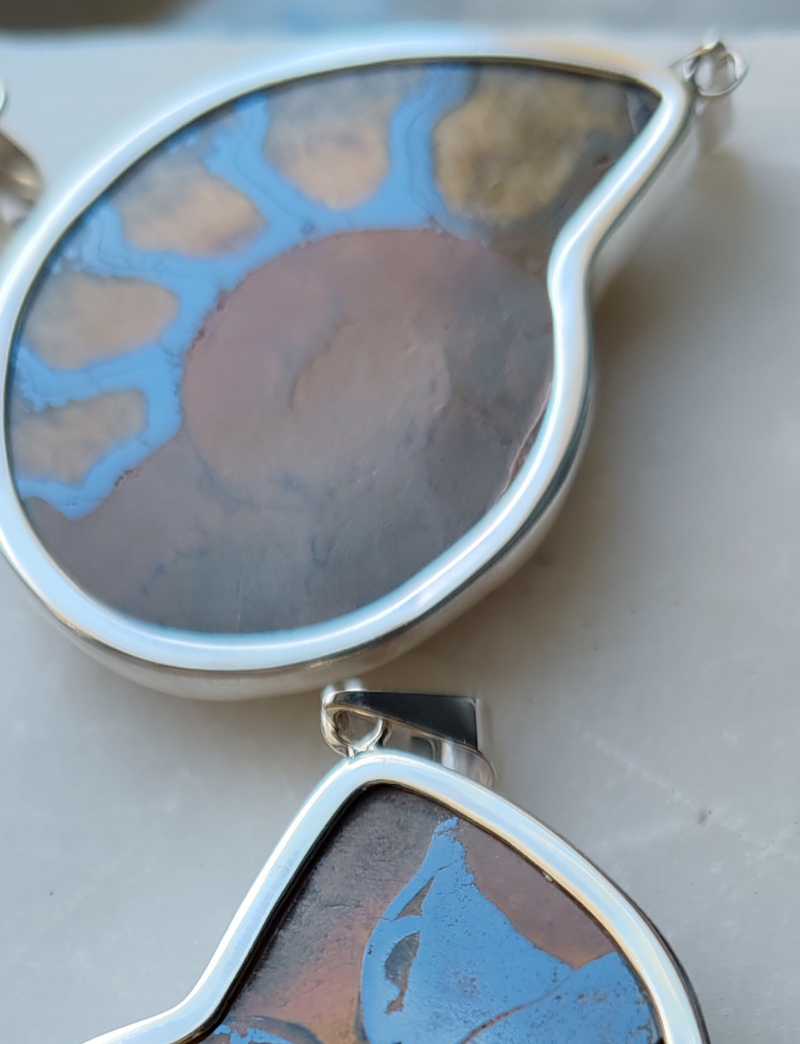 AMMONİT GÜMÜŞ KOLYE