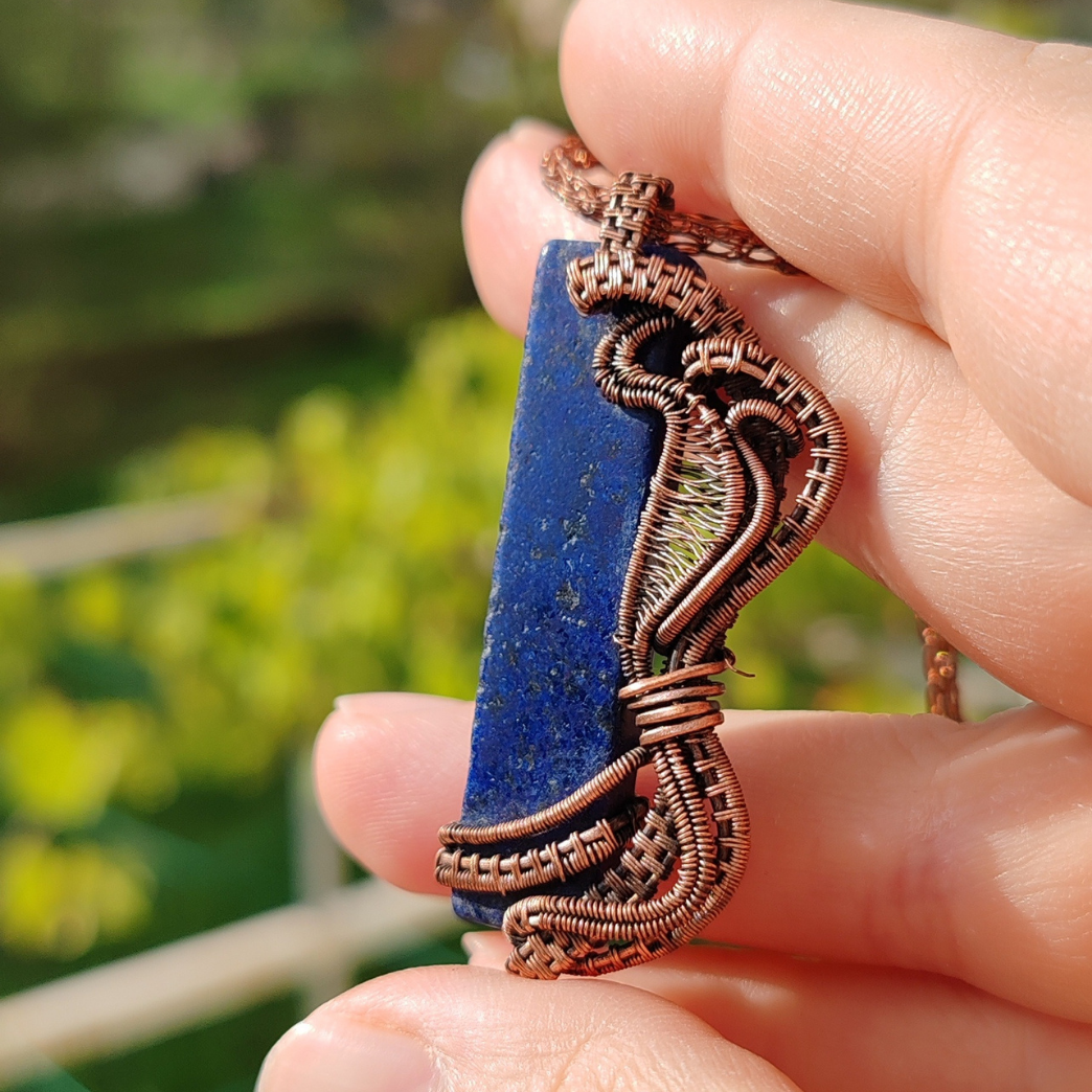 LAPİS LAZULİ BAKIR SARMA KOLYE