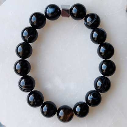 SİYAH BANTLI AKİK BİLEKLİK (10 mm)