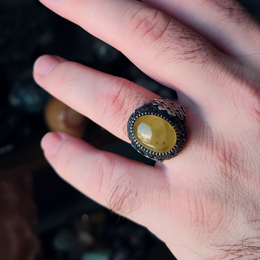 KEHRİBAR ERKEK GÜMÜŞ YÜZÜK