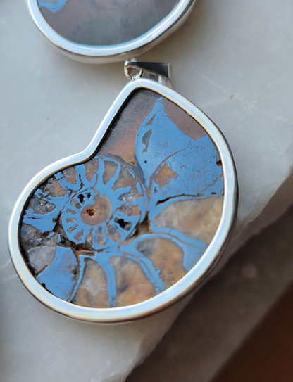 AMMONİT GÜMÜŞ KOLYE