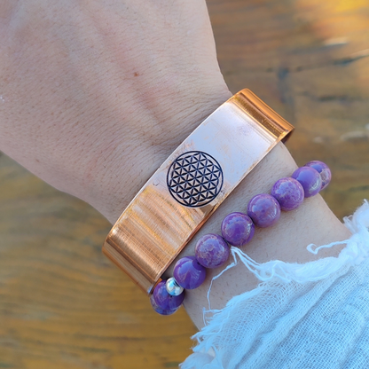 YAŞAM ÇİÇEKLİ BAKIR BİLEKLİK