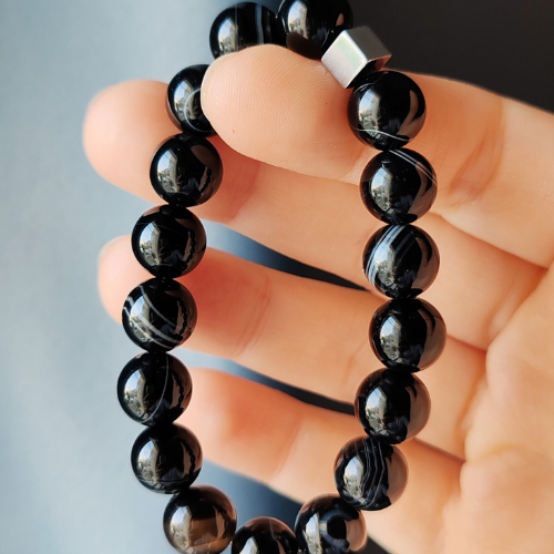 SİYAH BANTLI AKİK BİLEKLİK (10 mm)