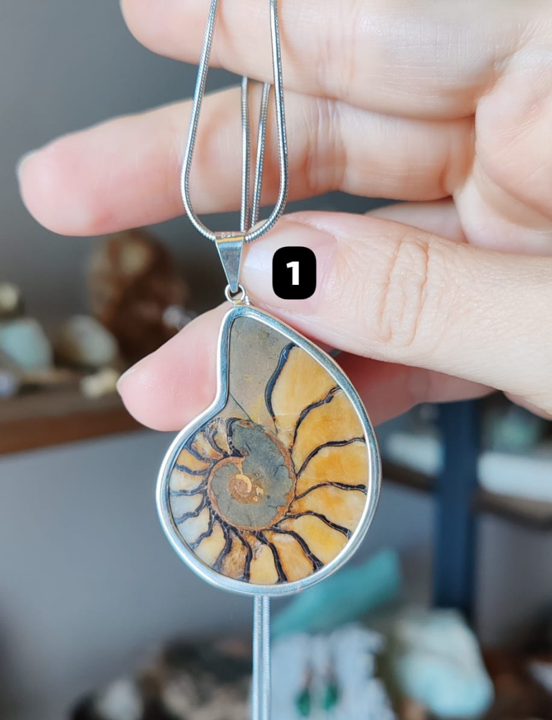 AMMONİT GÜMÜŞ KOLYE