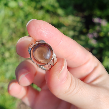 DUMANLI KUVARS GÜMÜŞ YÜZÜK (Bileklik Hediyeli)