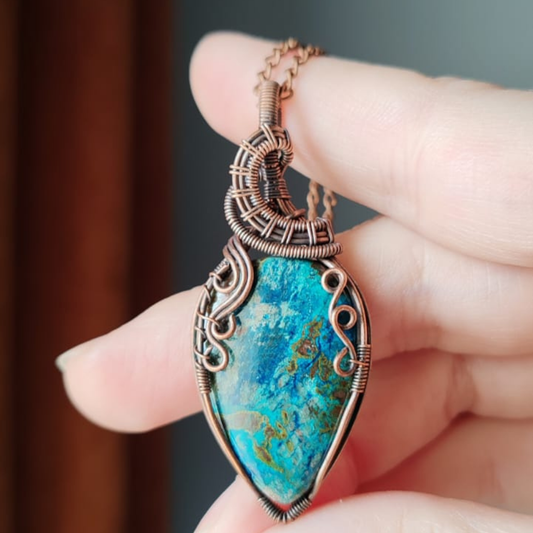 SHATTUCKİTE AZURİT BAKIR SARMA KOLYE