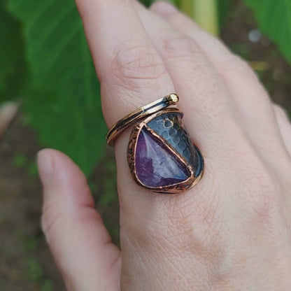 AMETİST BAKIR YÜZÜK