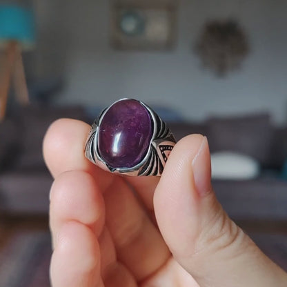 KIŞA 2 KALA KAMPANYA - AMETİST ERKEK GÜMÜŞ YÜZÜK